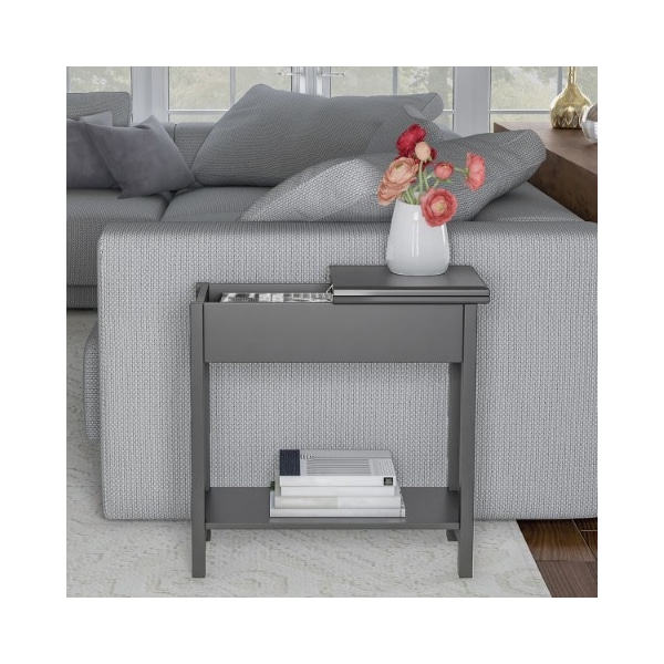 Hastings Home Hastings Home Flip Top End Table, Slim Side Console with Hidden Hinged Storage Compartment 511563CCX - main